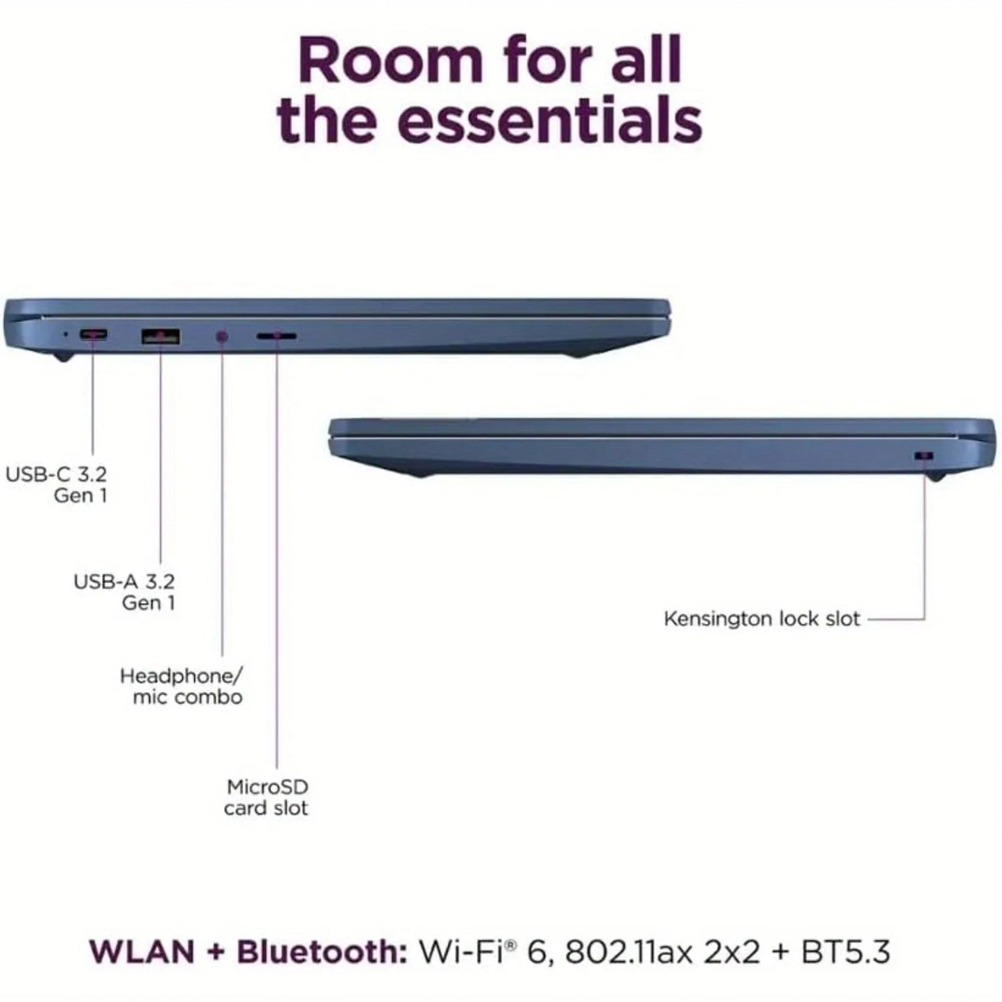 Lenovo IdeaPad Slim 3 14'' Full HD Chromebook,MediaTek Kompanio 520,4GB RAM,320GB Storage(64GB eMMC+256GB SD Card),Chrome OS