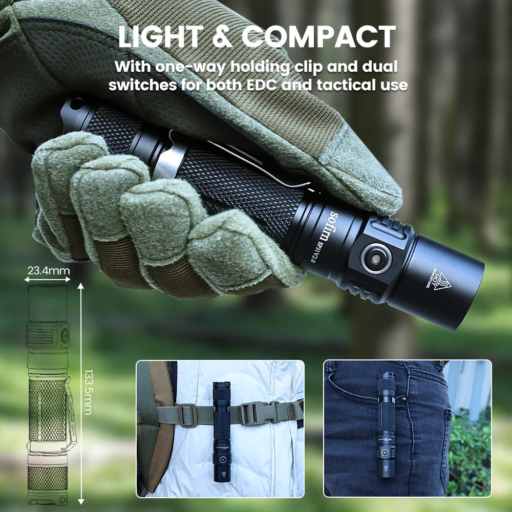 Sofirn SP31 V2.0 Led Torch Light 1200lm 18650 XPL-HI 5300-5700K LED Flashlight Tactical Lamp High Power Flashlight Lanterna