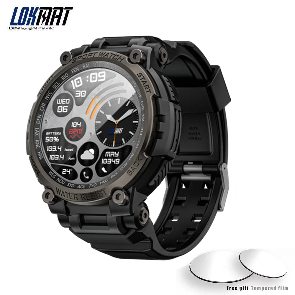 LOKMAT New ATTACK MAX Sport Rugged Smart Watch BT Calls Waterproof Military Smartwatches Heart Rate Monitor Fitness Tracker