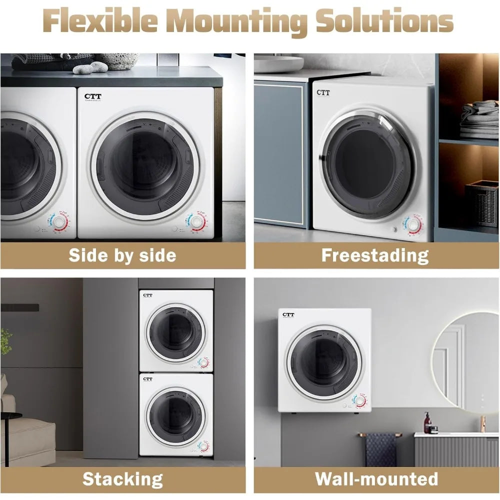 CTT Portable Clothes Dryers for Apartment 1500W, 3.5 cu.ft Compact Dryer for Laundry with 4 Drying Mode, 110V Dryer Machine with