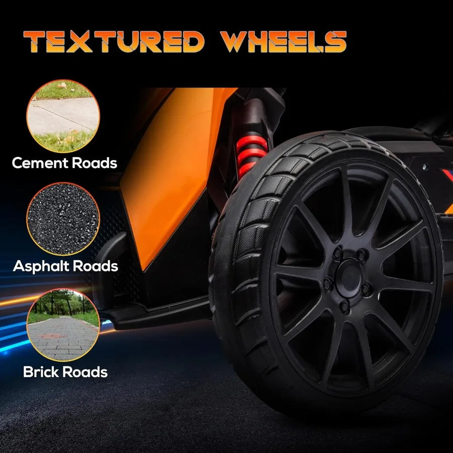 Aosom 12V Electric Go Kart for Outdoor Ride-On Toy with Forward Backward Drive Adjustable Speed Orange Gift for Child 3-8 Years