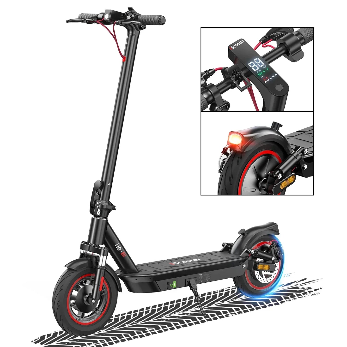ISCOOTER I10 E Scooter for Adults 42V15AH 650W Motor Foldable Electric Scooter 10 Inch Tires City Commuter Electric Scooter