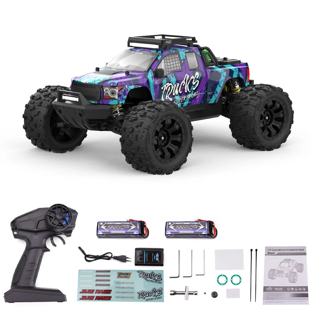JIUSI PT14R MT14R 1/14 RC Racing Car 3S Battery 4WD 80km/h Brushless Motor 2.4G Remote Control 35C High Speed Off-road RC Truck