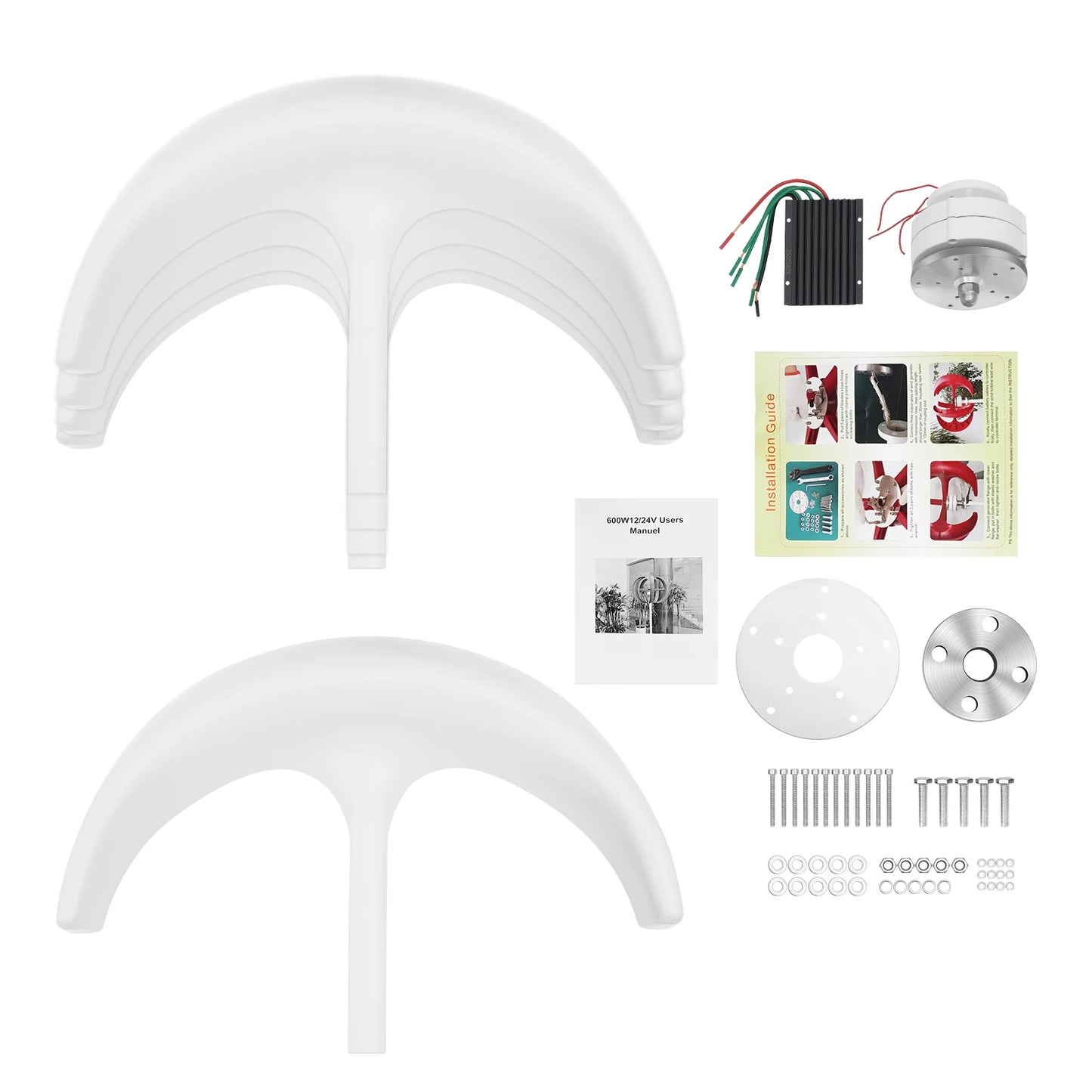 600W 12V/24V Wind Generator Solar Wind Turbine Wind Turbines Lantern 5 Blades Electromagnetic Control IP67