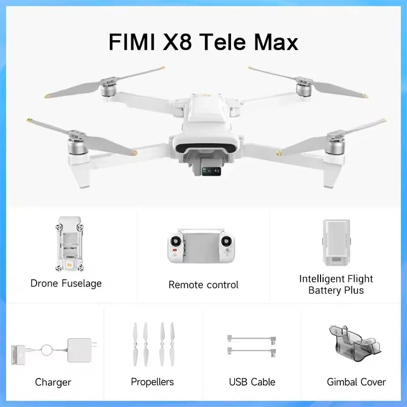 FIMI X8 Tele Max drone Dual Sony Cameras 4K 60fps 5.0 Roklink 20km range 3-axis Gimbal GPS AI Super Night Video rc Quadcopter