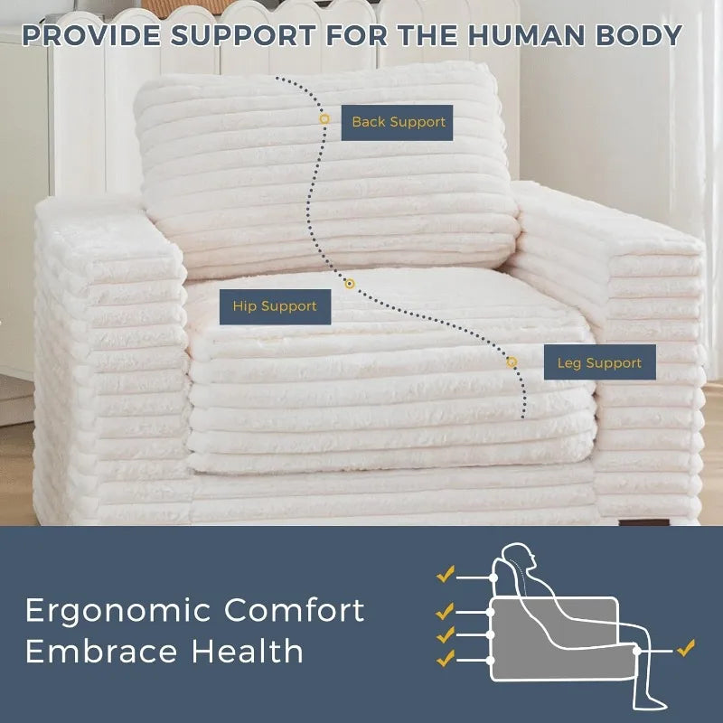 Giant Bean Bag Chair for Adults, Upholstered Floor Sofa with Pillows and Armrests, Large Bean Bag Sofa Plush Chair