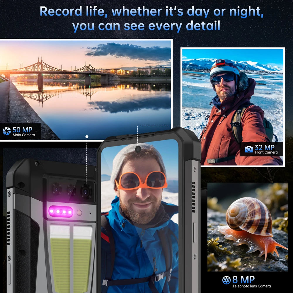 Unihertz by 8849 Tank 4 Rugged Phone Built-in 720P Projector Phone 5G AMOLED Screen Dimensity 7300 24+512GB 11600mAh WIFI 6 NFC