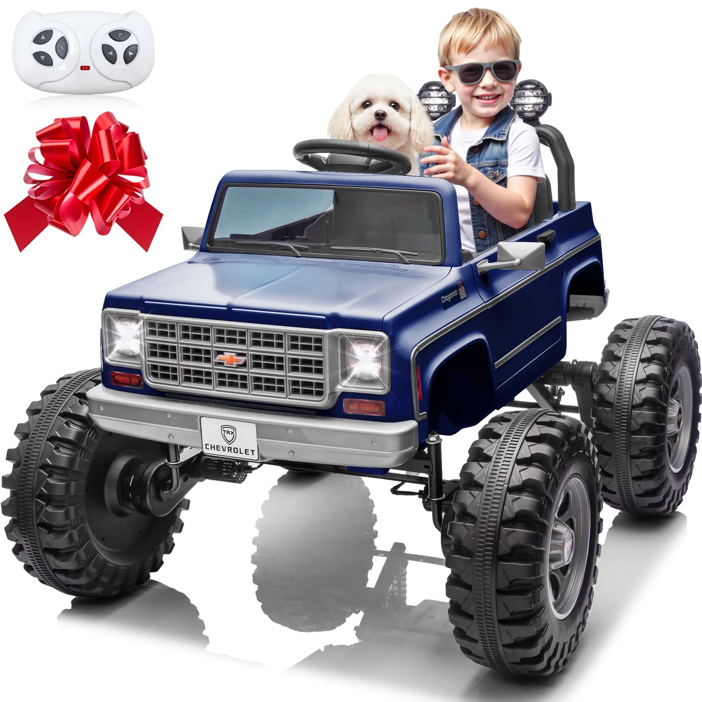 24V Ride on Car, Licensed Chevrolet Cheyenne Truck w/4X200W Motor, Remote Control, Decoration Streamer