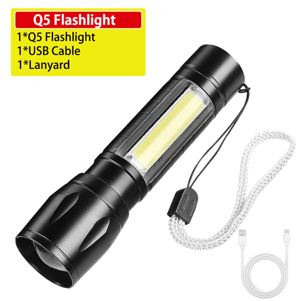 High Power LED Flashlight Super Bright LED Spotlight Long Range Torch Emergency Outdoor With 5 Lighting Modes Zoomable