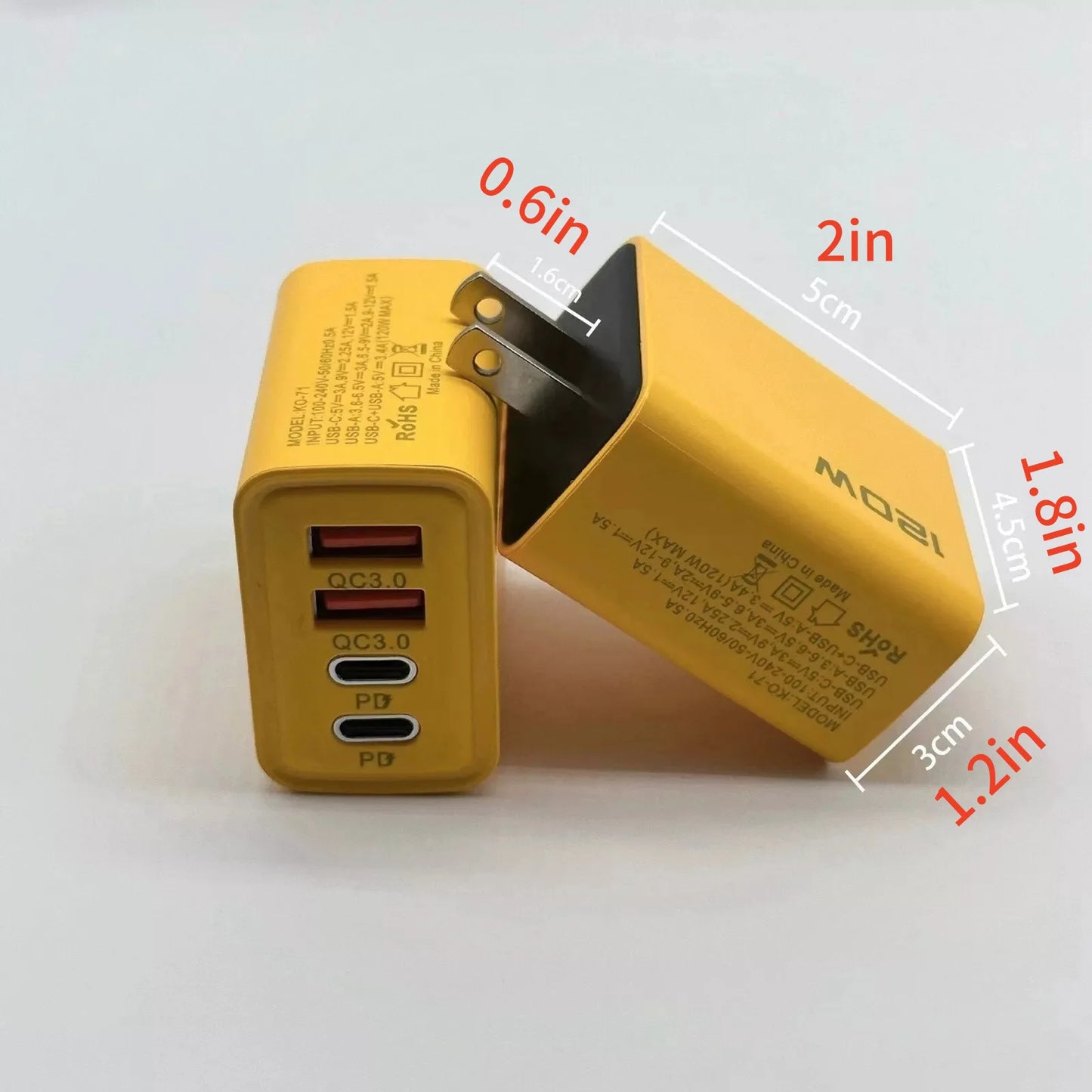 2X Universal 4-Port USB-C Fast Charge Mobile Phone Adapter Quick Wall Charger for iPhone for Samsung for Xiaomi for Huawei