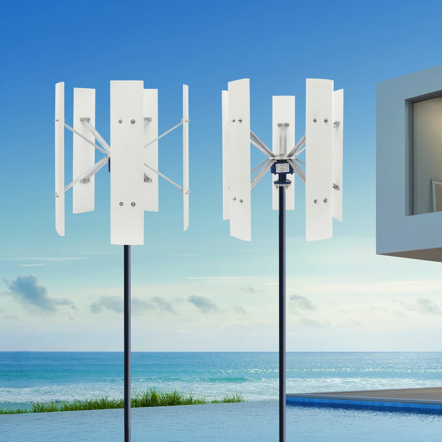 5-blade Wind Power Generator,12V/24V 100W Vertical Axis Wind Turbine Generator,Low Noise Wind Turbine Generator