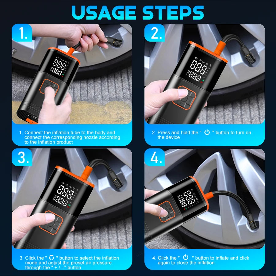 portable tire inflator tire inflator pump car tire inflator compressor air pump car air pump tyre inflator air pump