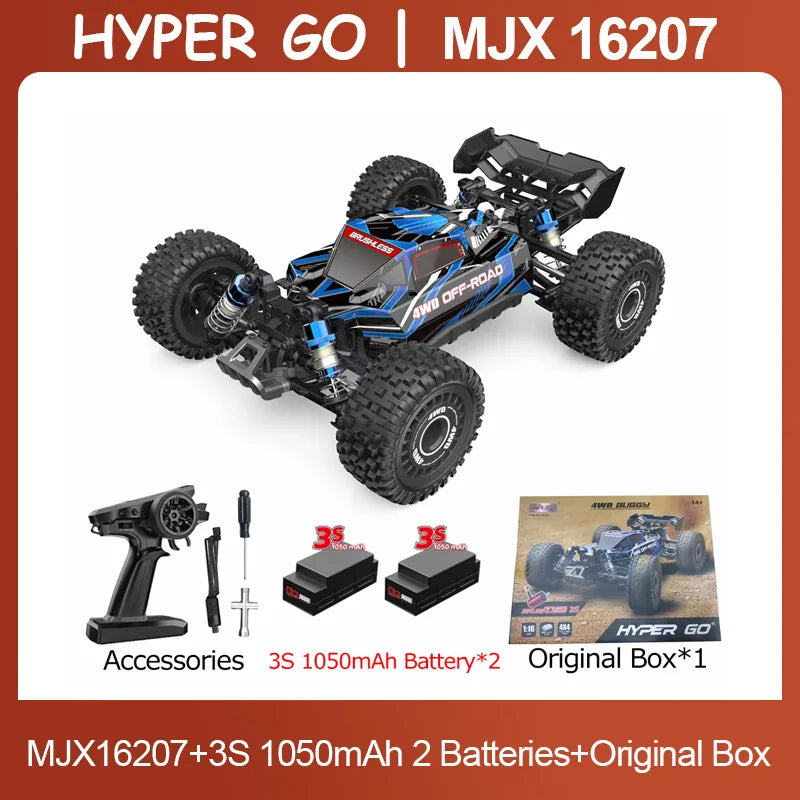 HYPER GO MJX 16207 1/16 RC Car Brushless 2.4G 4WD Racing Car Brushless 70KM/h Off-Road Remote Control RC Truck Hobby Toy
