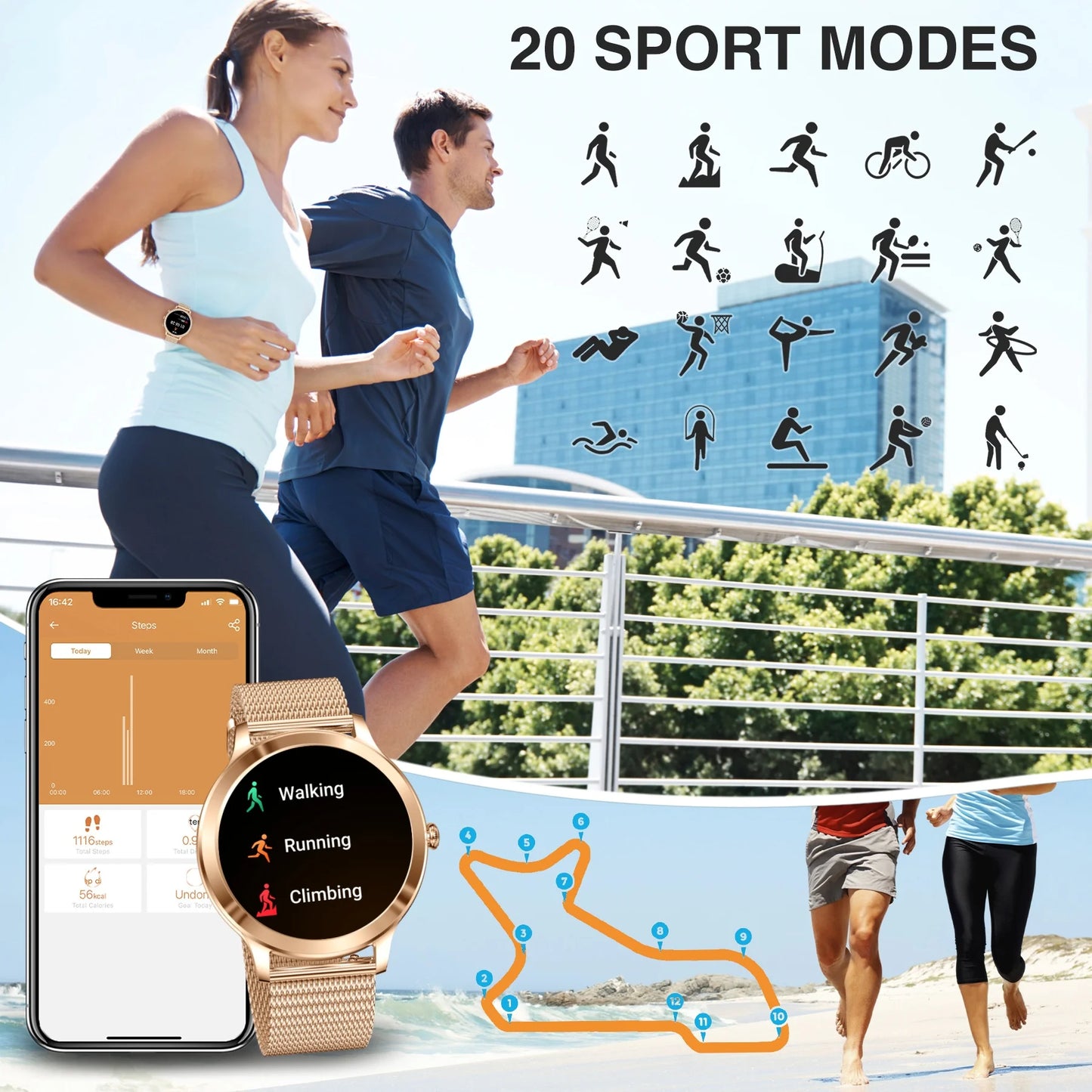 Smart Watch For women - Advanced Fitness Tracker with Wireless Call, Music Time Display, Step Counting, Calories Burned