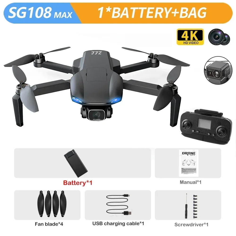 SG108 Max GPS Drone 5G Wifi FPV 4K HD Dual Camera Brushless RC Foldable Quadcopter 1200m Control Distance Drone