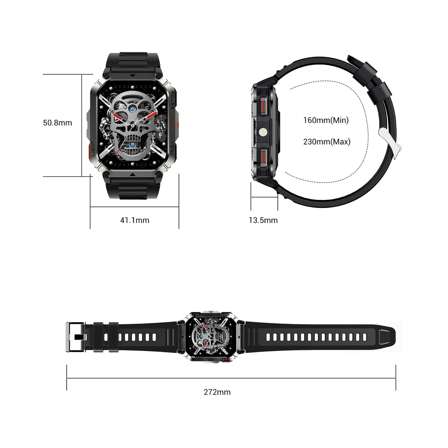 IOWODO 2025 New Outdoor Men's Smartwatch with Emergency Lighting Compass 900mAh W70 Pro 2.01'' TFT HD Screen Waterproof Watch