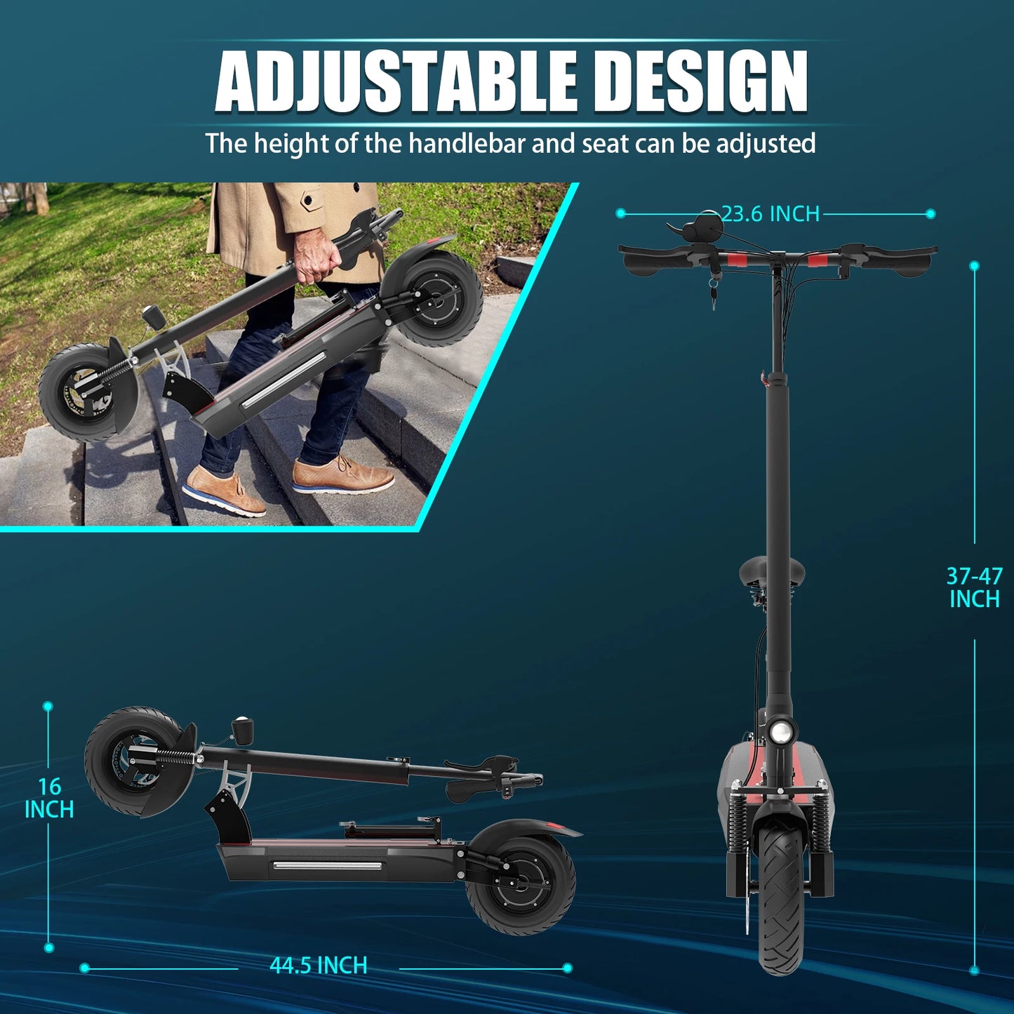 X48 Foldable Electric Scooter for Adults with Seat, 35 MPH Max Speed, 25 Miles Long Range, 300 Lbs Max Load, 10" Pneumatic Tire