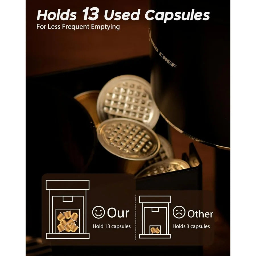 Espresso Coffee Machine, Compatible with Nespresso Original Pods, One-Touch with Illuminated Brew Zone, 20 Bar Pump, 33.8oz Remo