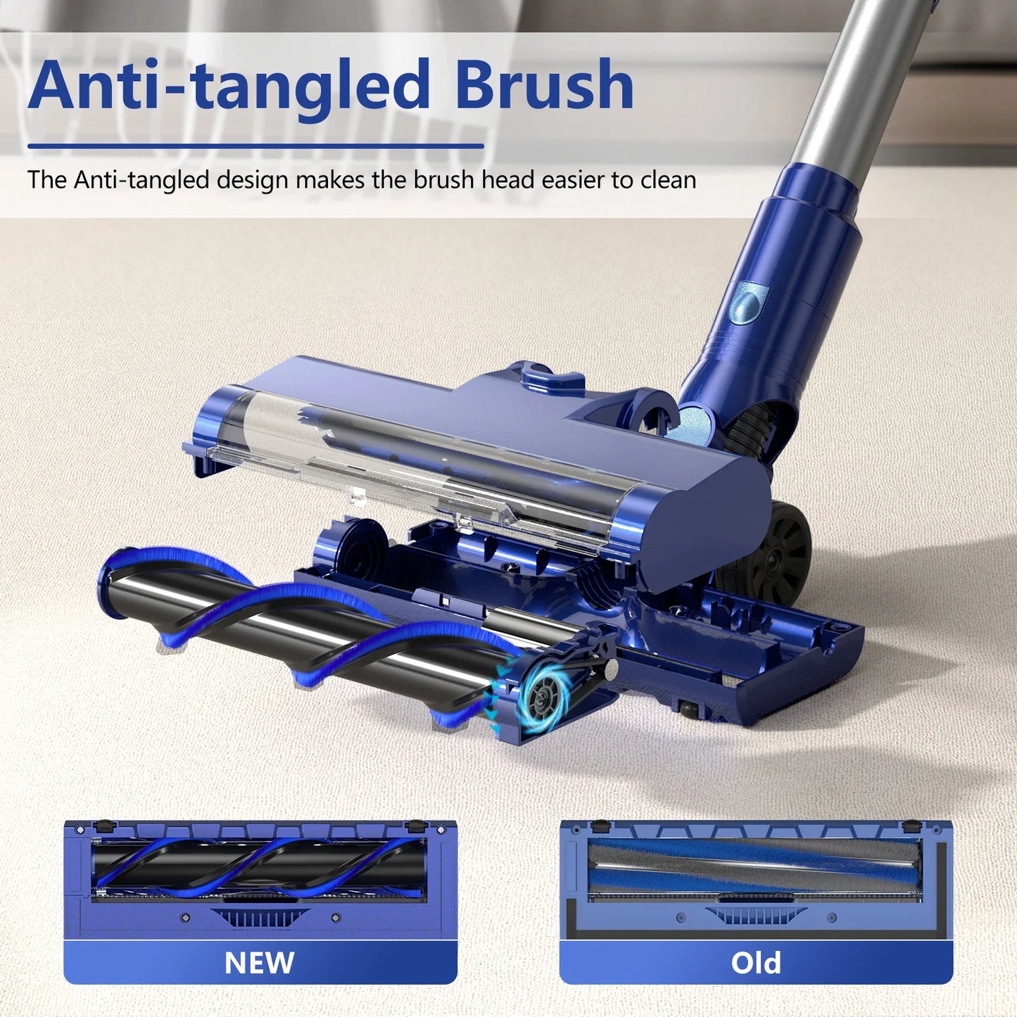 PrettyCare P1 Cordless Vacuum Cleaner 45 Mins 28Kpa Powerful Stick Vacuum with Brushless Motor LED Touch Display