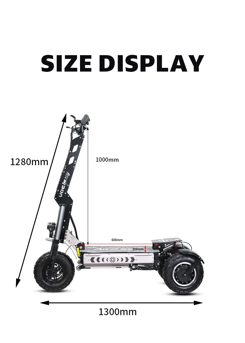 3 Wheels Electric Scooter for Adults 6000W Dual Motor 60V 27AH Battery 13 Inch Fat Tires Off Road E-Scooter Long Range
