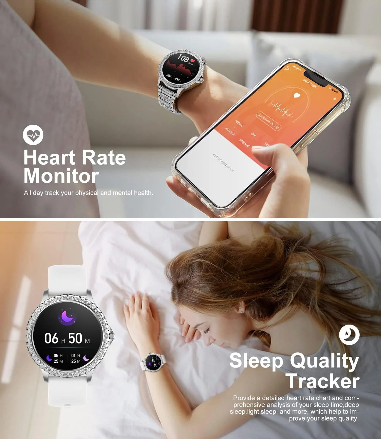Smart Watches for Women,1.32" HD Fitness Tracker Watch with Answer/Make Call,AI Voice Control,Heart Rate/Calories/SpO2