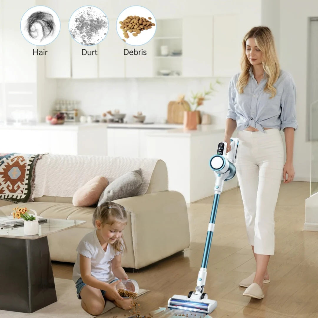 Blossom Cordless Vacuum Cleaner, 23Kpa Vacuum Cleaner with Rechargeable Battery,40 mins Runtime ,2 Speeds for Hardwood Floor