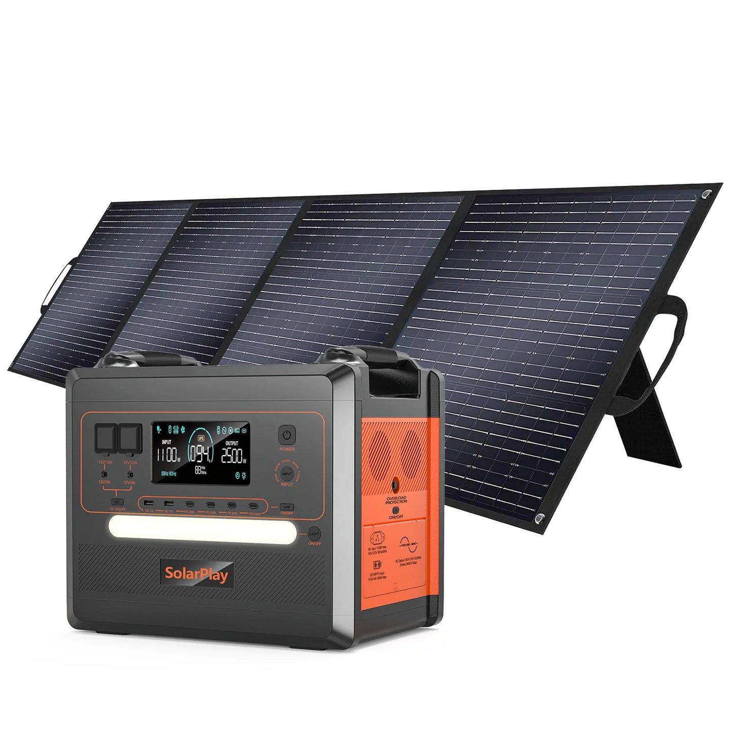 Solar Generator 2160WH 2304WH Long-life LiFePO4 Portable Power Station & 200W Solar Panel for Home Campervan Up to 2400W Output