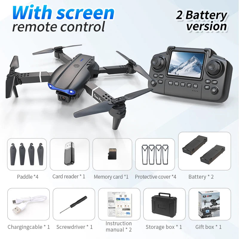E99 PRO Drone Screen Control Aerial Drone High Definition Dual Camera Remote Control Aircraft, Folding Quadcopter Kid Gift