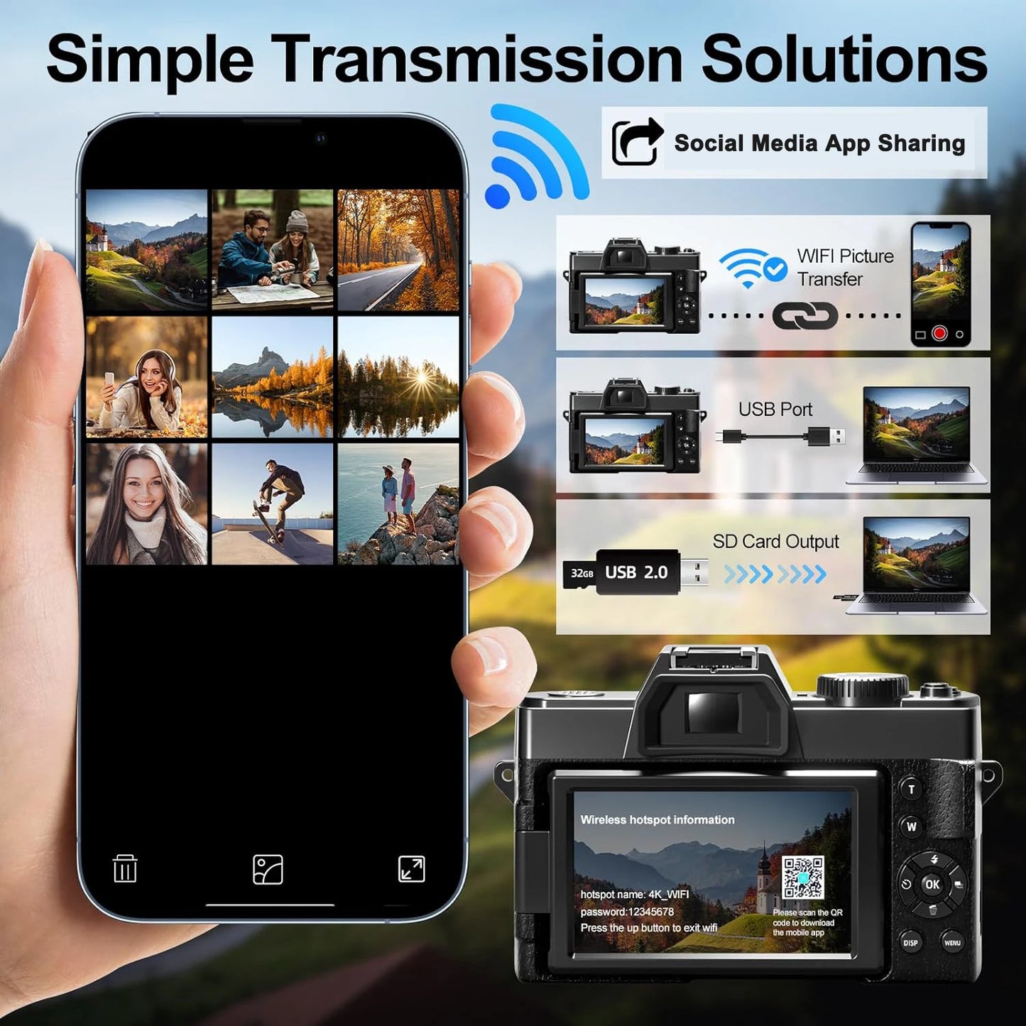 NBD Digital Camera 48MP 4K Video Camera 3.0 Inch Flip Screen Camcorder Vlogging Camera and 16X Digital Zoom Photography Camera