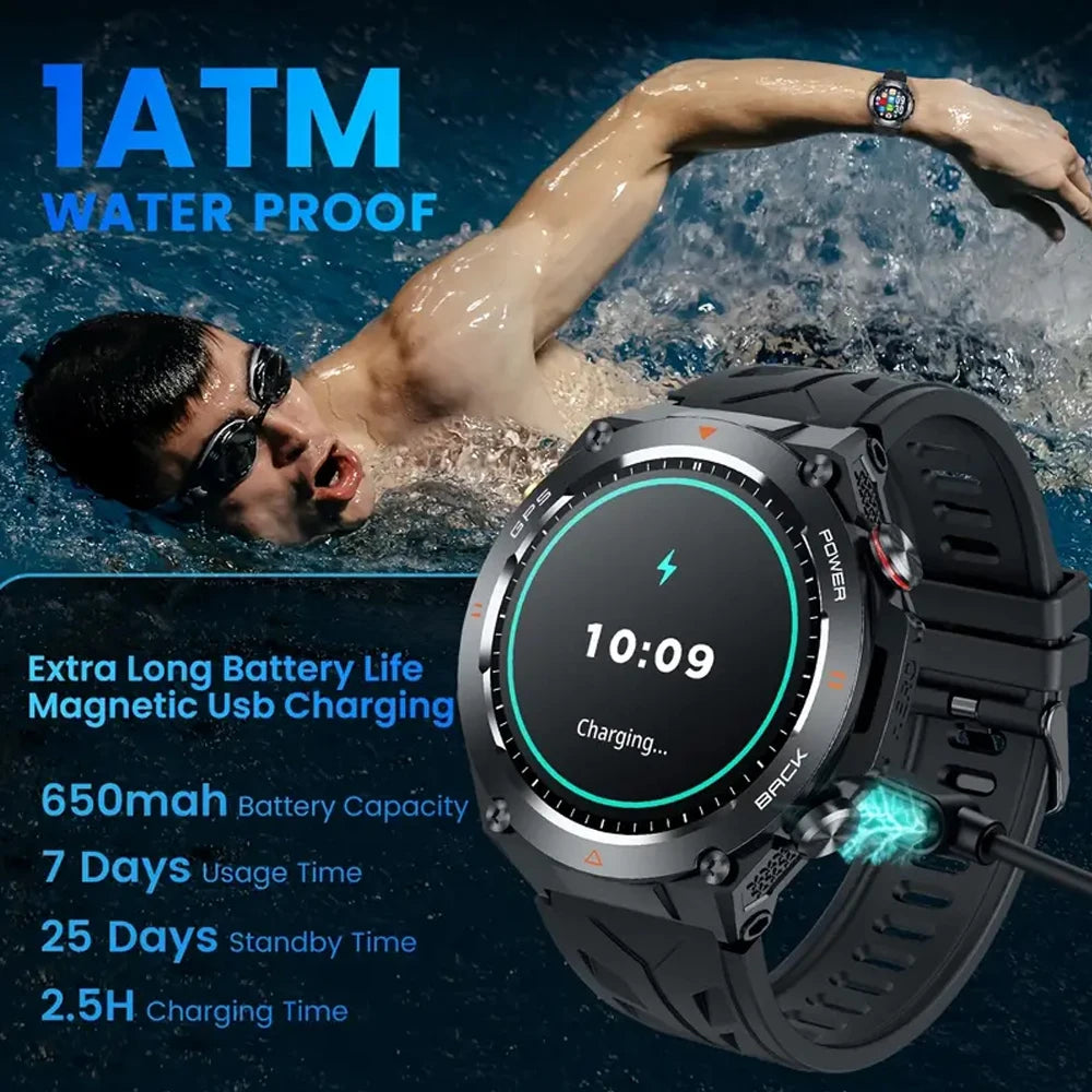 SENBONO New GPS Smart Watch 1.45” HD Display Built-in GPS Bluetooth Phone Call 1ATM Waterpro Military Sports Smartwatch for Men
