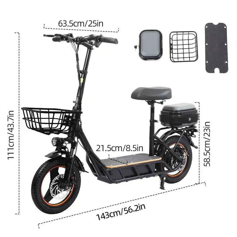 750W Electric Scooter 48V 18AH Battery 14 Inch Tires 40KM Long Range E-Scooter for Adults with Basket Commuter Scooter