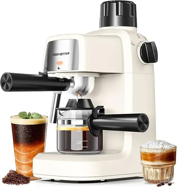 KEENSTAR 3.5Bar Espresso Machine with Milk Frother, 800W Compact Espresso and Cappuccino Machine with Preheating Function, 4 Cup