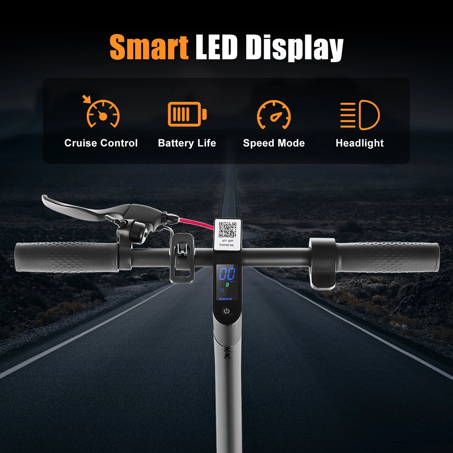 Commuter Electric Scooter - 500W Peak Power, Puncture-Proof Tires & Lightweight Aluminum Frame for Urban Riding-Black