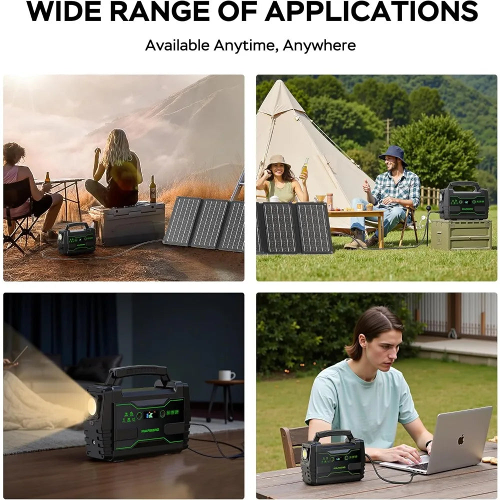 155Wh Solar Generator with 30W Panel, Portable Power Station, 2 AC Outlets, QC3.0 USB, UL Certified for Camping & Travel