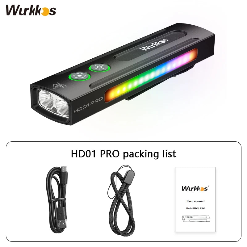 Wurkkos HD01 PRO Rechargeable Flat EDC Flashlight with Green Beam UV Light White LED and Side RGB Lights 1200 LM for Emergency