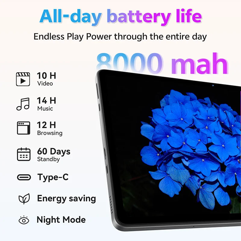 SVITOO 11-inch 2025 Tablet Android 15 12GB RAM 128GB ROM Octa Core 8000mah Android Tablet PC 13MP+5MP HD Android Tablets