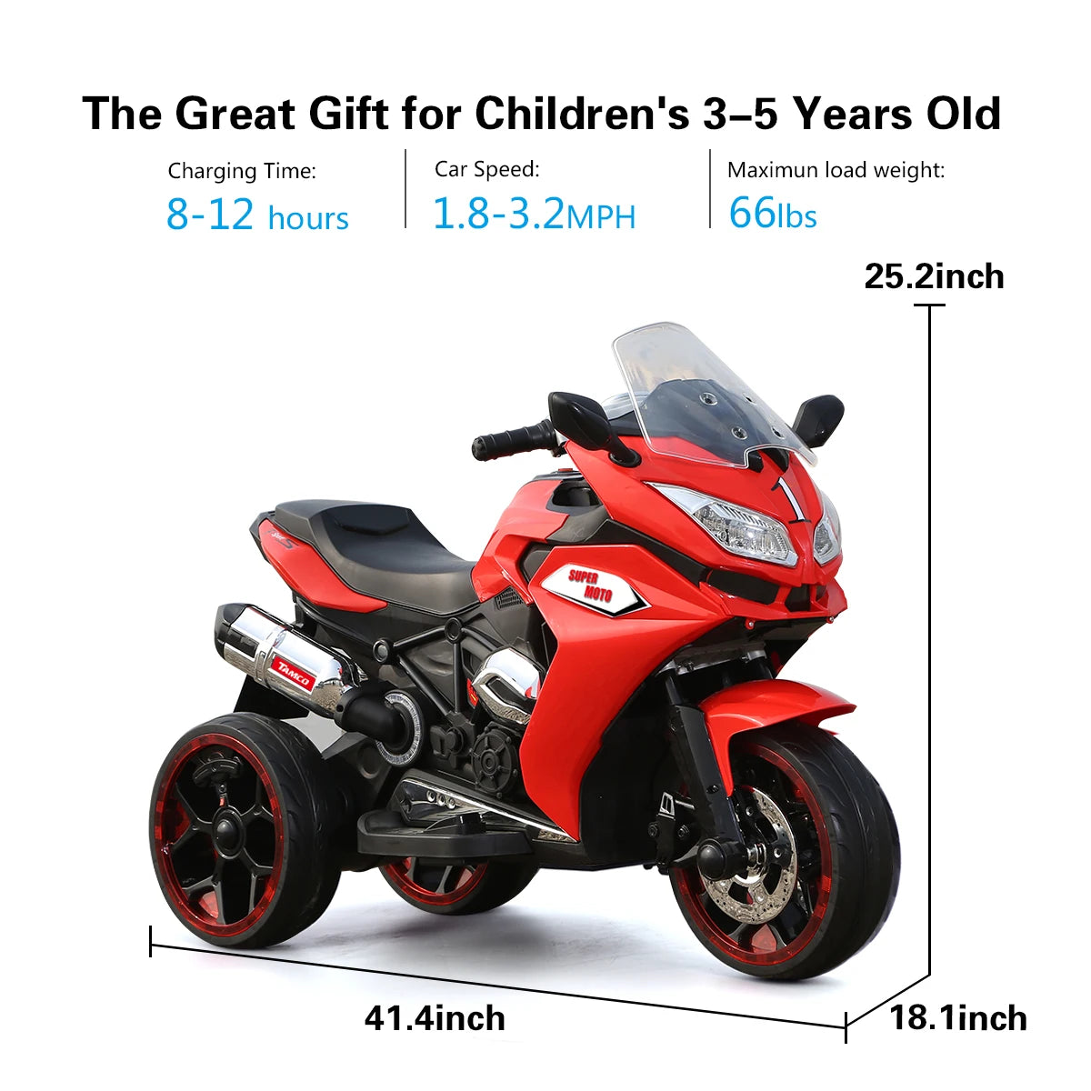 12V Kids Electric motorcycle ,ride on motorcycle,Three lighting wheels Kids electric toys BoysGirls Motorcycle, Children Battery