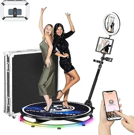 2024 NEW 360 Photo Booth Machine with Photography Lights for Parties with Software Logo Customization Automatic Photo Booth