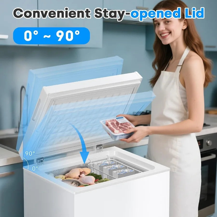1.8 Cu.Ft Chest Freezer Deep Freezer Holds Up to 50L Small Freezer with Adjustable 7 Thermostat Removable Basket Freestanding M