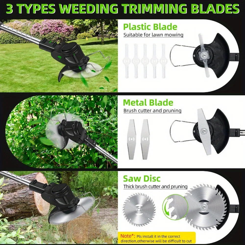 Collapsible Cordless Weeder With 3 Blades For Lawn And Garden