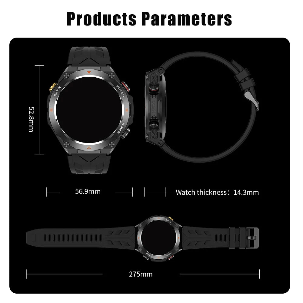 SENBONO 2025 Built-in GPS Smart Watch Bluetooth Call 1ATM Waterpro Military Sports Fitness Tracker Smartwatch for Men
