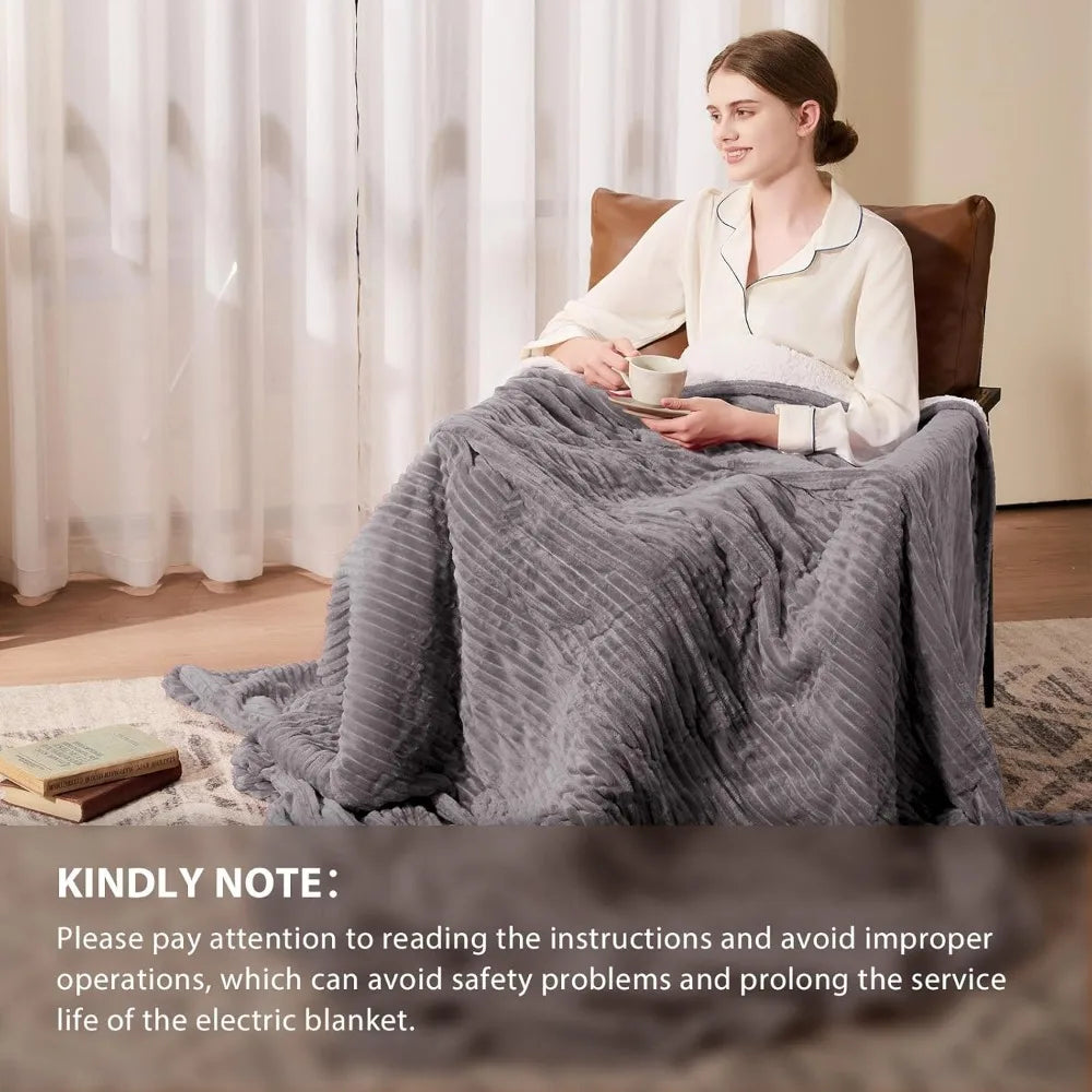 Electric Heated Throw Blanket 50x60 Inch, 10 Heat Levels, Auto-Off Timer, Overheat Protection, ETL Certified