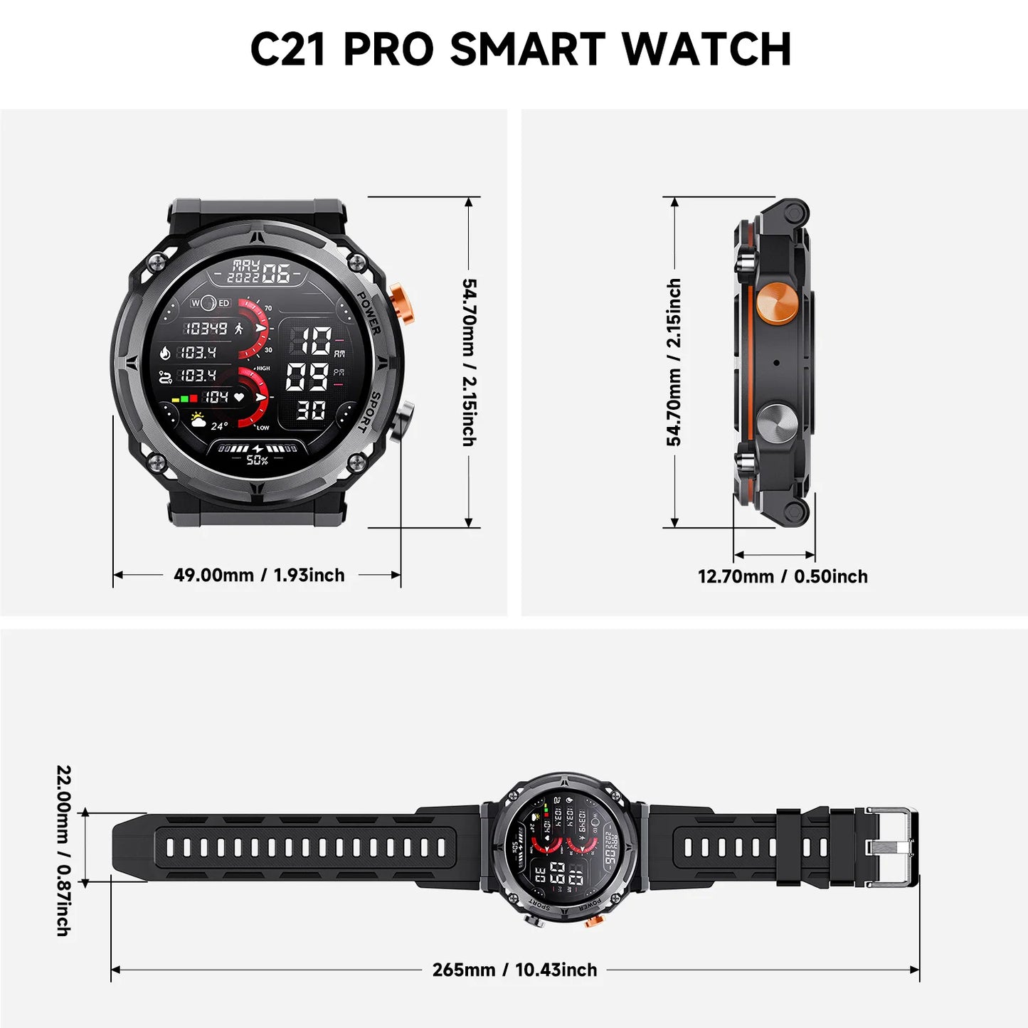 Smart Watch 1.39" Fitness Trackers With Sleep Monitor,1ATM Deep Waterproof,Long battery life,for iPhone and Android