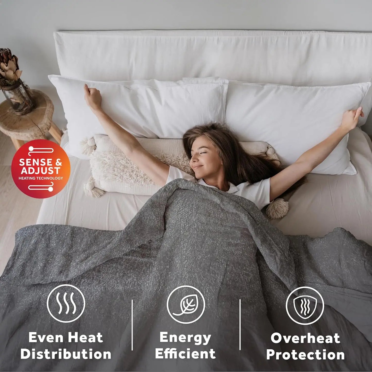 Wi-Fi Connected Heated Blanket with 10 Heat Settings, King Size, Slate Gray