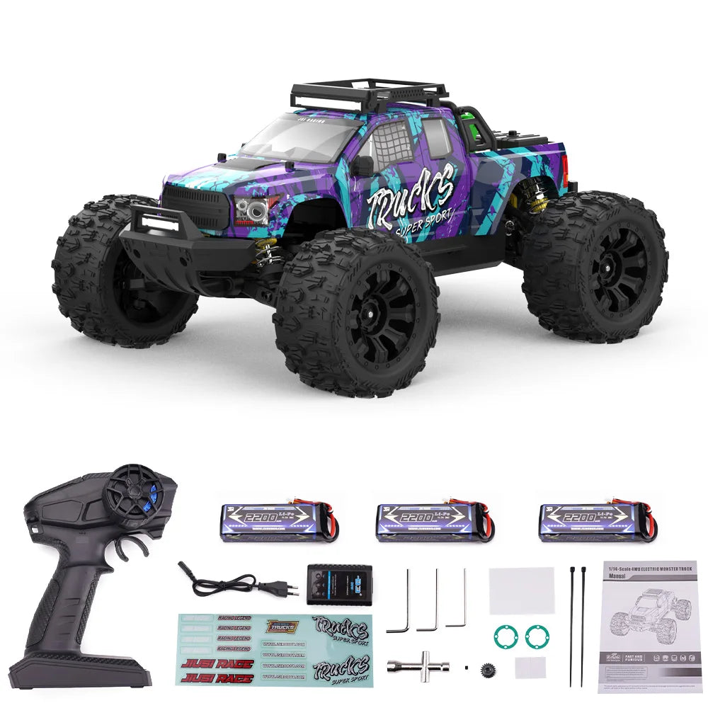 JIUSI PT14R 1/14 RC Racing Car 3S Battery 4WD 80km/h Brushless Motor 2.4G Remote Control 35C High Speed Off-road RC Truck
