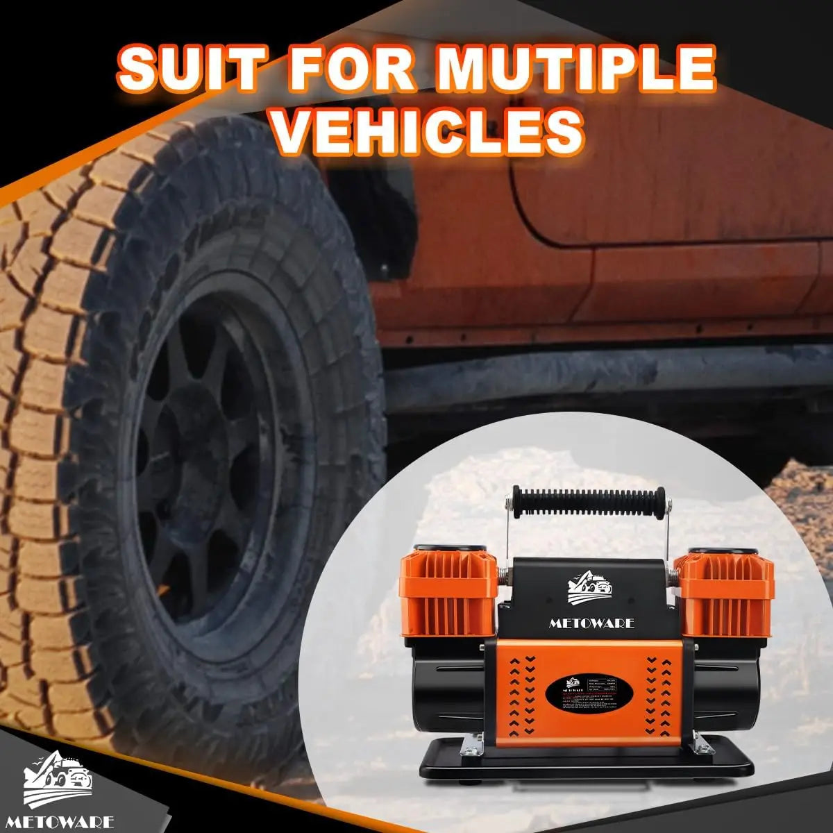 12V Offroad Air Compressor, 10.6 CFM Portable Tire Inflator, Dual Cylinder, 150PSI for SUV, RV, ATV, Truck