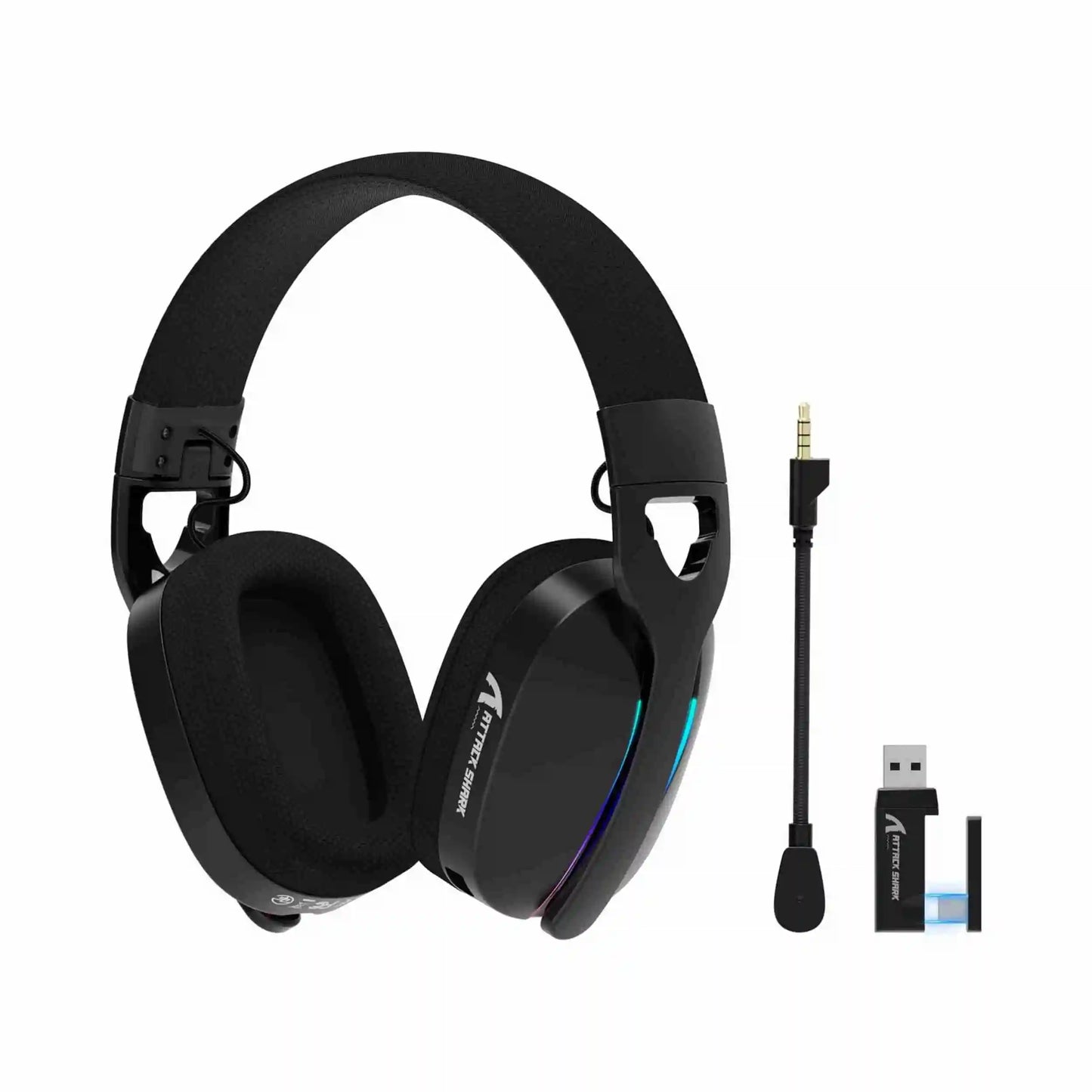 MAMBASNAKE x ATTACK SHARK L80 Wireless Gaming Headset, 2.4Ghz USB Gaming Headphones with Bluetooth 5.2, 50H Battery