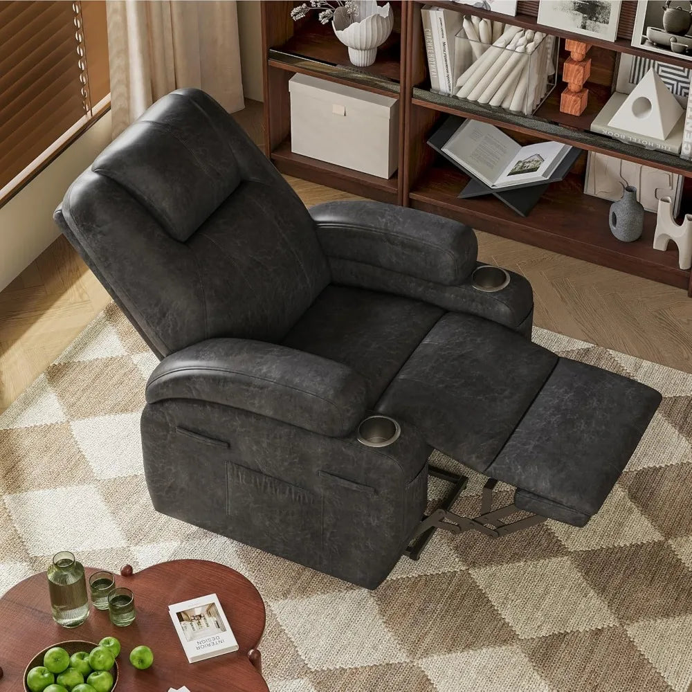Electric Power Lift Recliner Chair with Massage for Elderly Corduroy Fabric Recliner Single Sofa with Cup Holders, Side Pockets