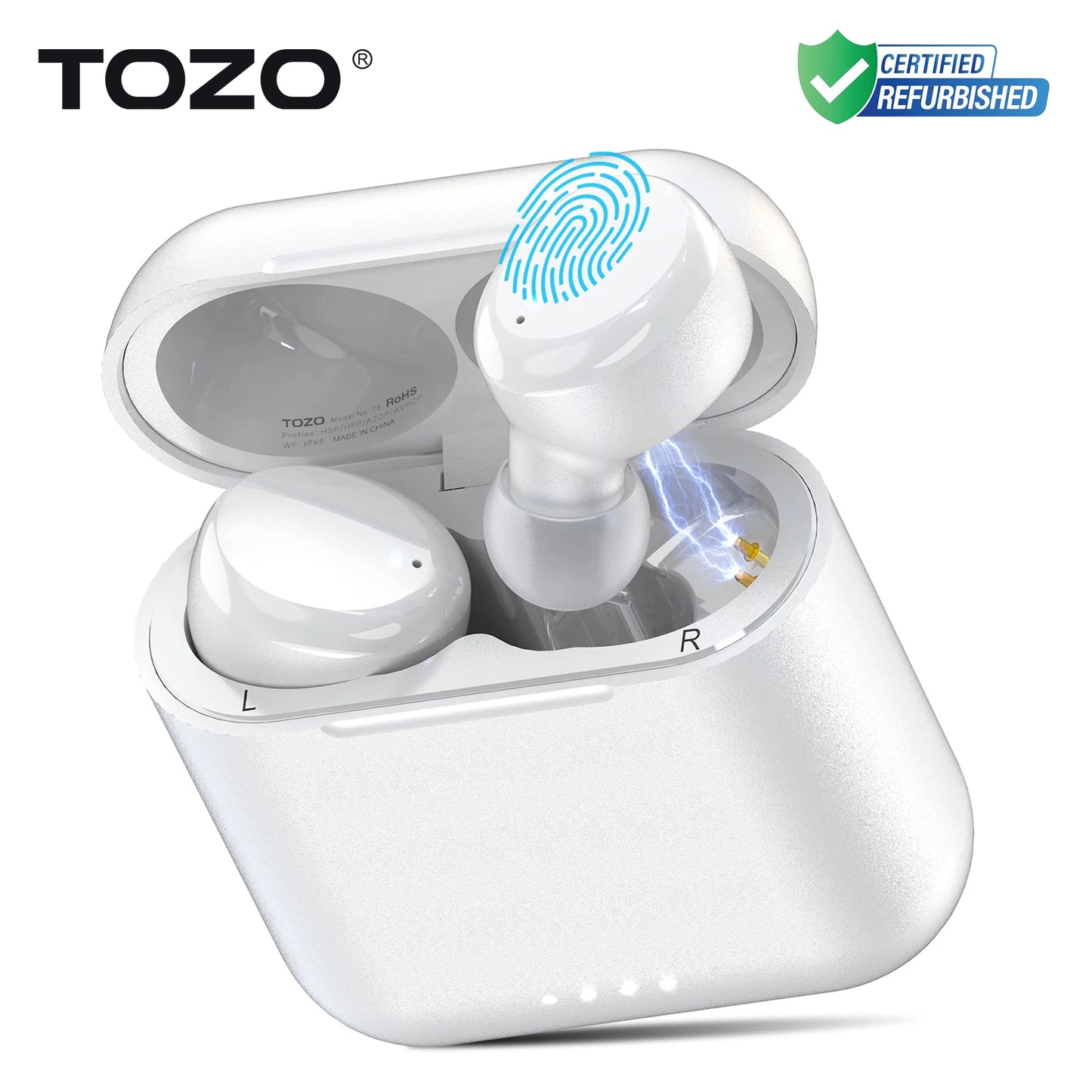 Refurbished TOZO Wireless Bluetooth 5.3 Earphones In Ear TWS Earbuds Headset HiFi Stereo Touch Control Built-in Mic Calls ENC