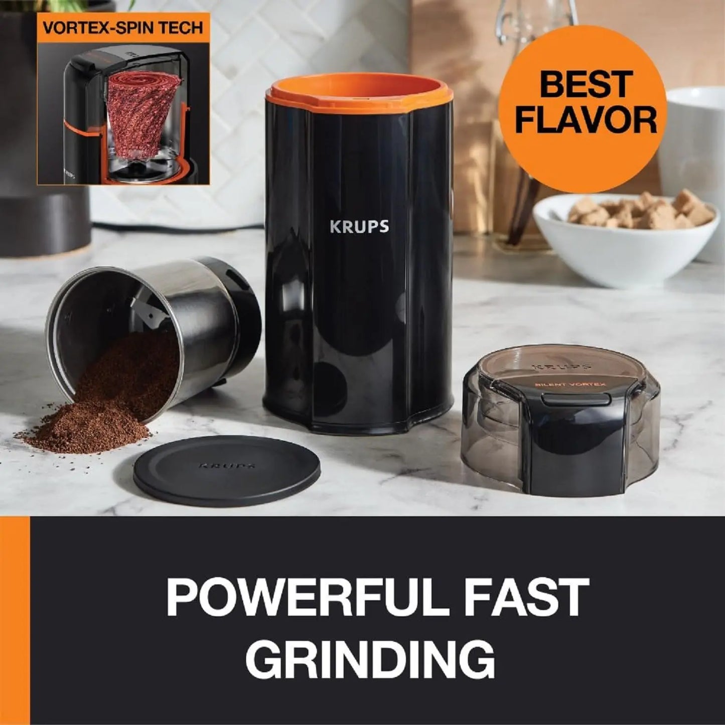 Silent Vortex Electric Coffee Grinder - 3oz Capacity, 5x Quieter Motor, Dishwasher-Safe Bowl for Coffee Beans & Spices, 12-Cup Y